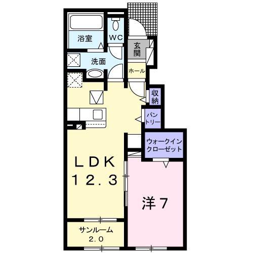 カーサ フォルトゥーナ(1LDK/1階)の間取り写真