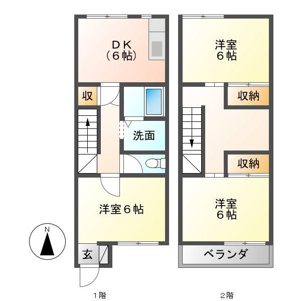 アパート岩田(3DK/1階)の間取り写真