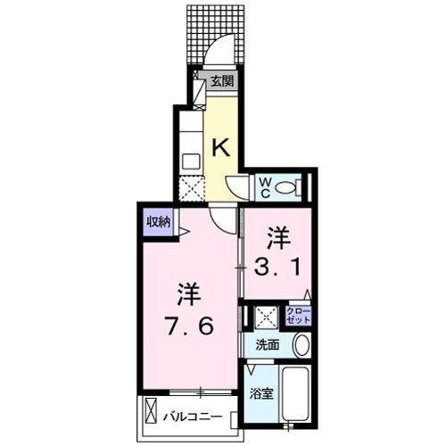 ツバキハイツ(1SK/1階)の間取り写真
