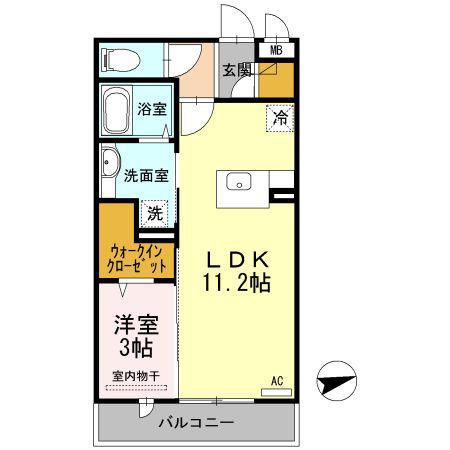 グレイス北花田(1LDK/3階)の間取り写真