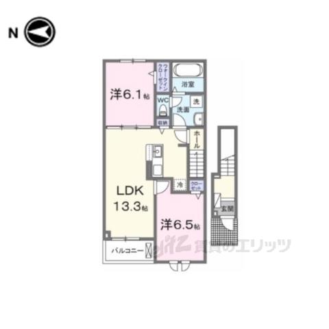 アルモニー(2LDK/2階)の間取り写真