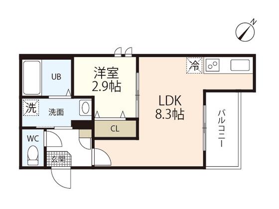 REGALEST 中須(1LDK/1階)の間取り写真