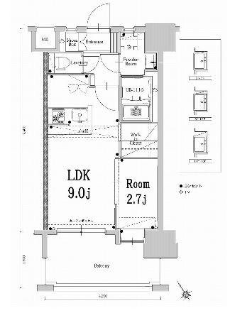 エンクレスト空港通(1LDK/9階)の間取り写真