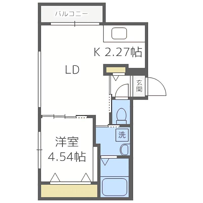 シエル新札幌(1LDK/2階)の間取り写真