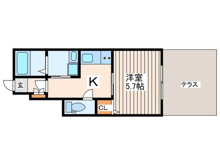 GRAND COURT K(1K/1階)の間取り写真