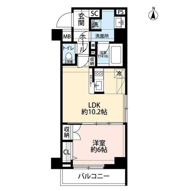 プレール・ドゥーク錦糸町V(1LDK/4階)の間取り写真