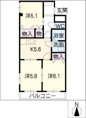 エトワール・K(3K/1階)の間取り写真