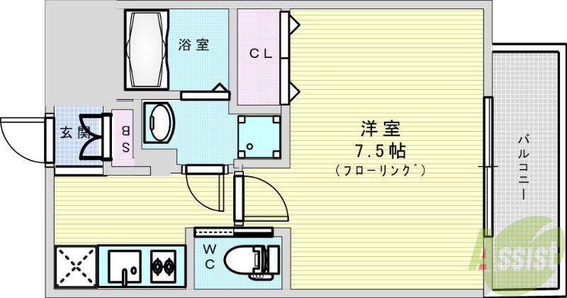 プライマル新大阪(1K/4階)の間取り写真