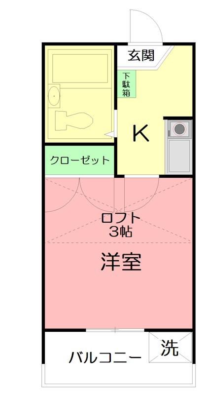 サンハイム明王(1K/2階)の間取り写真