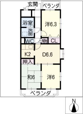MAJESTATE(3DK/1階)の間取り写真