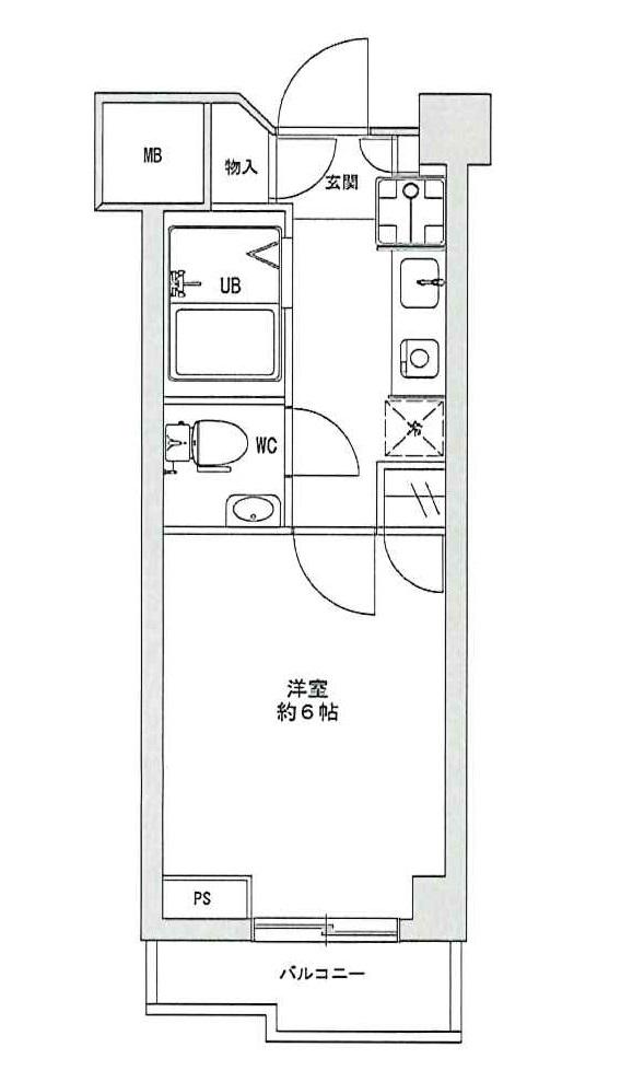 三越ゼームス坂マンション(1K/2階)の間取り写真