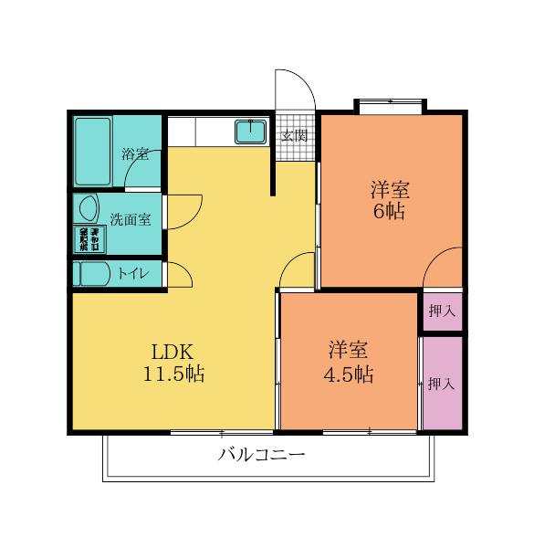 ベスト興産ビル(2LDK/6階)の間取り写真