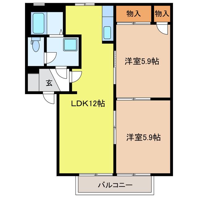 サンロイヤル北方A・B棟(2LDK/2階)の間取り写真