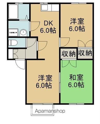パーシモンふじ(3DK/2階)の間取り写真