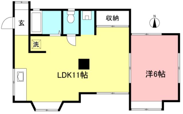 サウスYK(1LDK/2階)の間取り写真