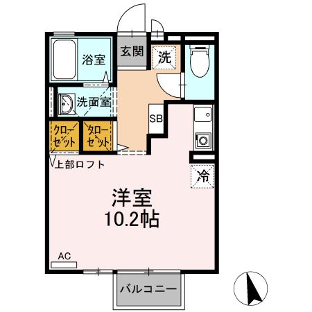 ハウスクレール(ワンルーム/2階)の間取り写真