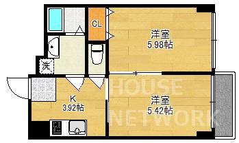 聖護院アパルトメント(2DK/3階)の間取り写真
