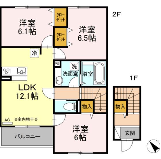 アネシス土瓜 A(3LDK/2階)の間取り写真