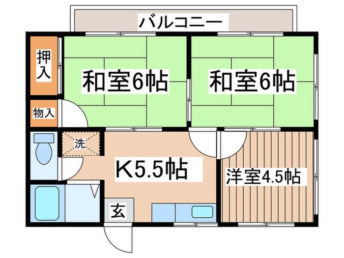 コーポ小倉(3K/2階)の間取り写真