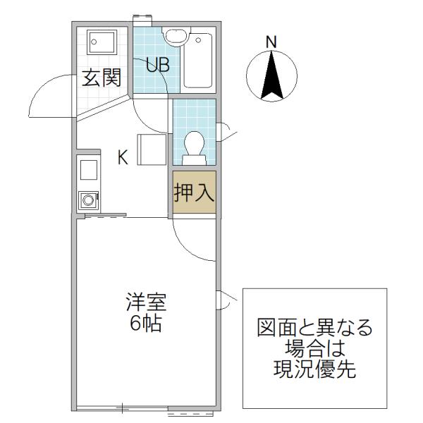 プライム鷹匠(1K/1階)の間取り写真