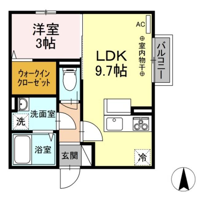 セレーノ リリー(1LDK/2階)の間取り写真