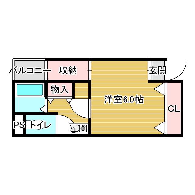 パープル本山(1K/1階)の間取り写真