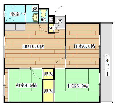サンモール高垣(3LDK/2階)の間取り写真