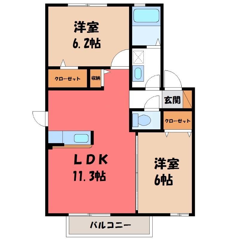 フォレストヒルズ(2LDK/1階)の間取り写真