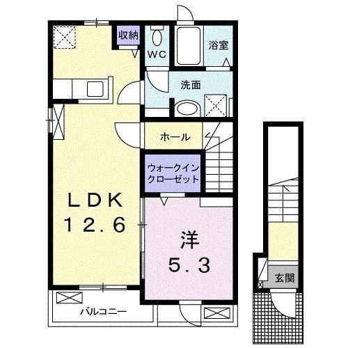 サンフラワーA(1LDK/2階)の間取り写真