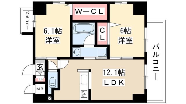エスペランサ泉(2LDK/5階)の間取り写真