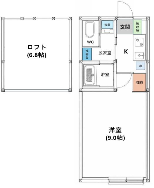 REVIO陣屋(1K/2階)の間取り写真