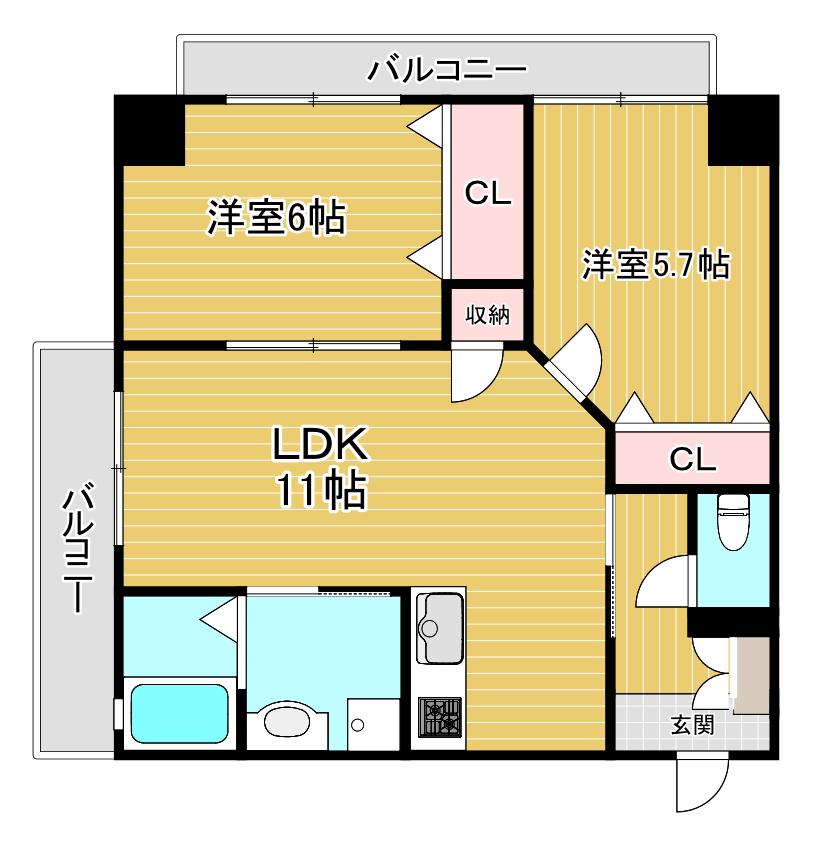 T THE STYLE(2LDK/9階)の間取り写真