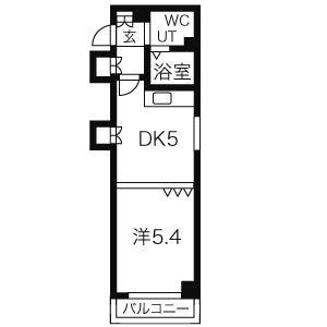 メープル北円山(1DK/9階)の間取り写真