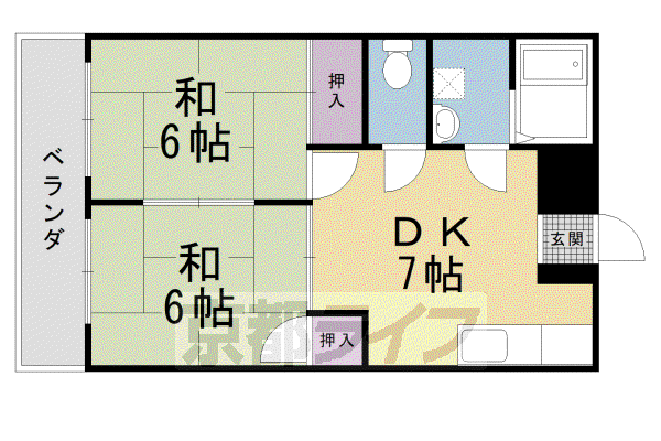 シャロム吉祥院(2DK/2階)の間取り写真