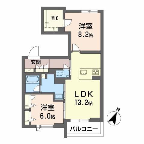 シャーメゾン絆IV(2LDK/3階)の間取り写真