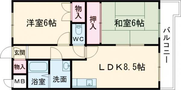 グランセリオ西神戸(2LDK/2階)の間取り写真