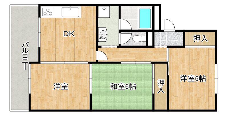 北八木コーポ(3DK/2階)の間取り写真