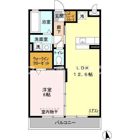 ウエストプラザ(1LDK/3階)の間取り写真