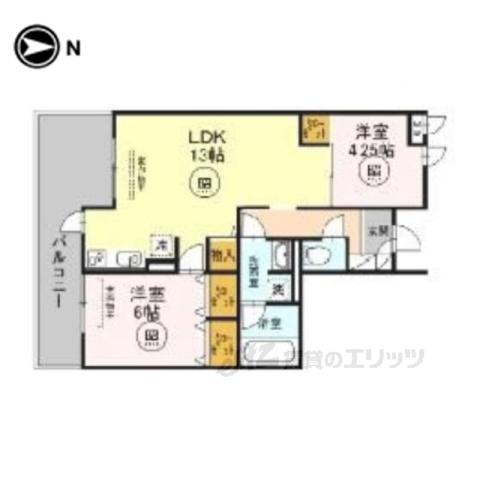 MEDUSELD北棟南棟(2LDK/2階)の間取り写真