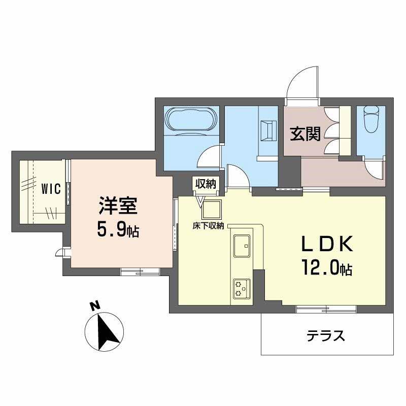 モノリス天王寺(1LDK/1階)の間取り写真