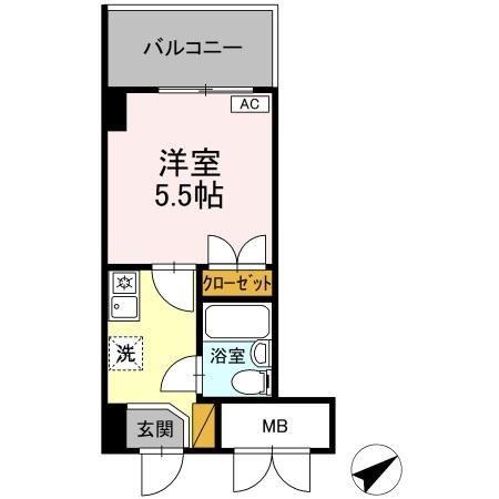 コンフォール小泉(1K/6階)の間取り写真