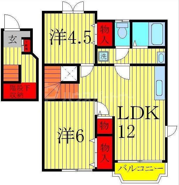シャインヒルズ(2LDK/2階)の間取り写真