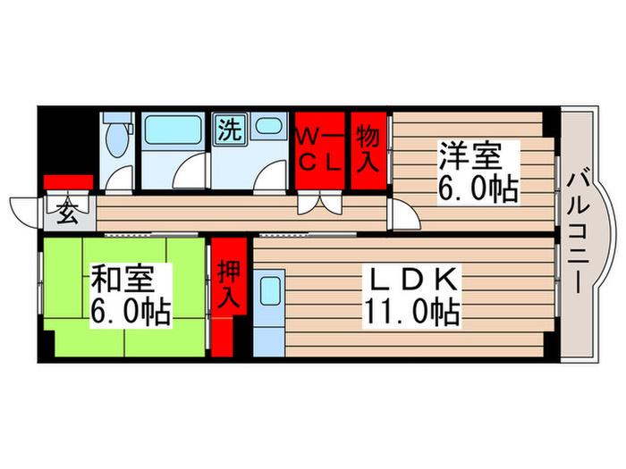 シラカワパレス(2LDK/4階)の間取り写真