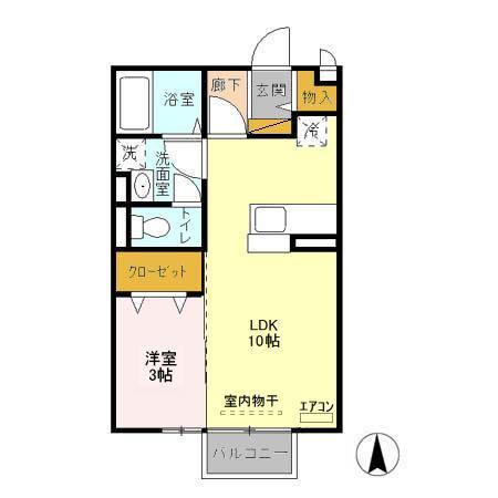 LANDパル(1LDK/2階)の間取り写真