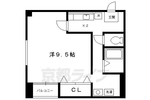 エスカル2六角(1K/2階)の間取り写真