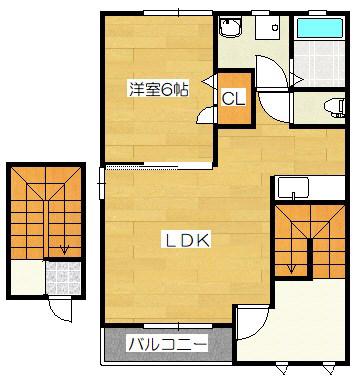 SAKURA(1LDK/2階)の間取り写真