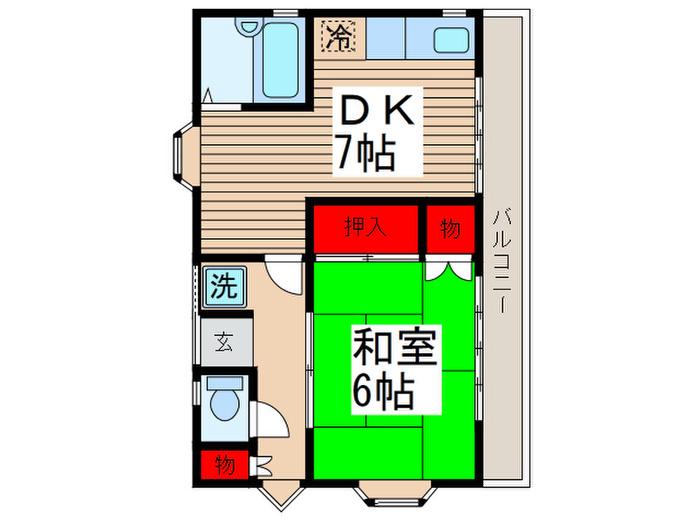 高師アパート(1DK/2階)の間取り写真