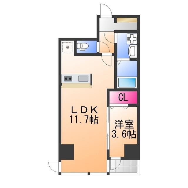 FRAME WOOD(1LDK/6階)の間取り写真
