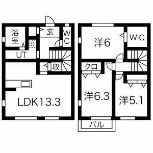 ＪＲ総武本線 都賀駅 徒歩18分 2階建 築7年(3LDK/1階)の間取り写真