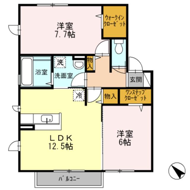 フォレスタ小津(2LDK/2階)の間取り写真